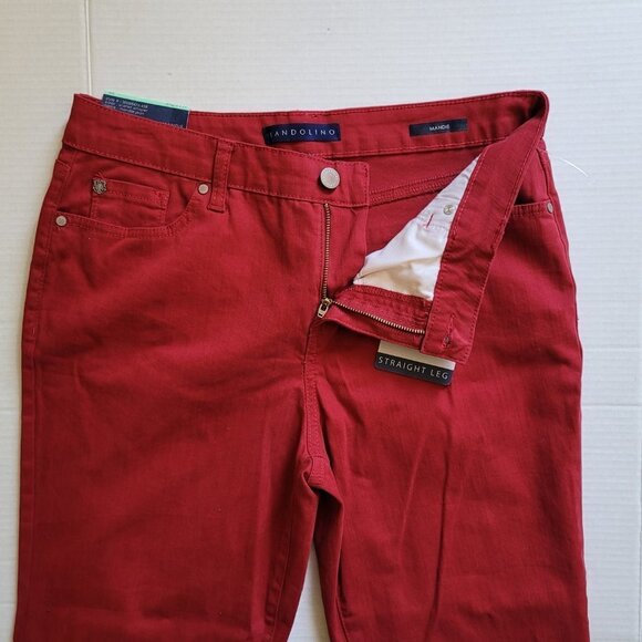 Bandolino jeans red Mandie style straight legs stretch cotton denim pants petite - Picture 16 of 16